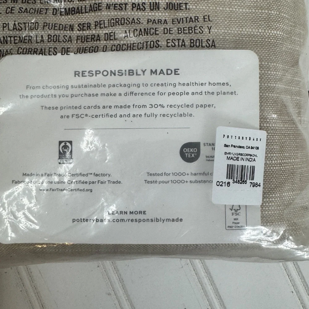 NEW Pottery Barn Emery Linen Grommet Blackout Curtain 50in X 84in